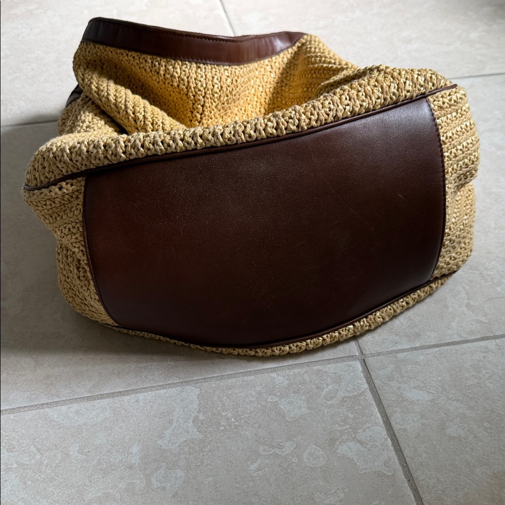 Yves Saint Laurent Roady Natural Raffia Woven Brown Leather Large Hobo bag - Picture 9 of 13